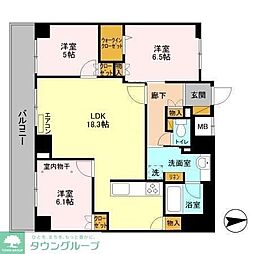 アヴェニール柏の葉 3LDKの間取図画像