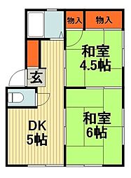 イシイハイツ 2DKの間取図画像