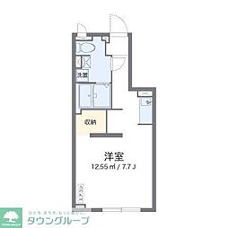 レオパレス先作イースト ワンルームの間取図画像