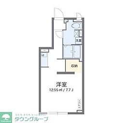 レオパレス先作イースト ワンルームの間取図画像