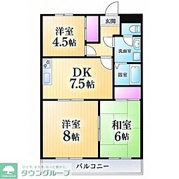 第二田口ビル 3DKの間取図画像