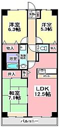 セザン白山 3LDKの間取図画像