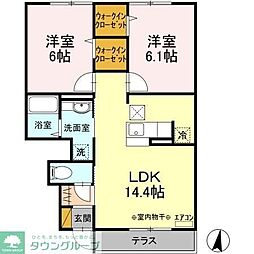 ウィルビューF 2LDKの間取図画像