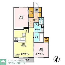 フリューリンク 2LDKの間取図画像