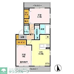 ノエル新松戸 2LDKの間取図画像