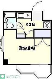 JR南武線 津田山駅 徒歩4分の賃貸マンション 2階1Kの間取り