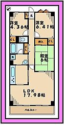 JR南武線 中野島駅 徒歩8分の賃貸マンション 5階3LDKの間取り