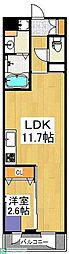 小田急小田原線 鶴川駅 徒歩5分の賃貸マンション 4階1LDKの間取り