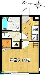 小田急小田原線 生田駅 徒歩4分の賃貸アパート 2階1Kの間取り