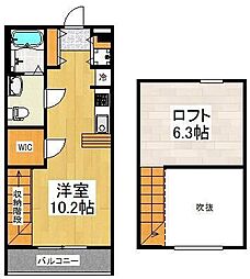 JR南武線 稲田堤駅 徒歩8分の賃貸アパート 2階ワンルームの間取り