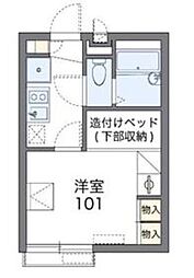 レオパレス多摩ハッピーランド 2階1Kの間取り