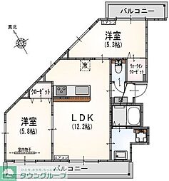 サンライズ登戸I 2LDKの間取図画像