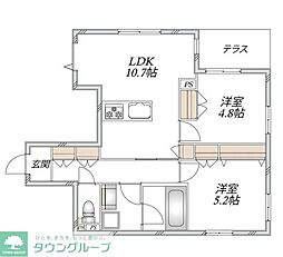 (仮称)東生田1丁目メゾン 2LDKの間取図画像