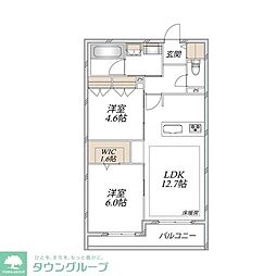 (仮称)中野島メゾン 2LDKの間取図画像