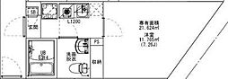 埼玉高速鉄道 鳩ヶ谷駅 徒歩10分の賃貸アパート 3階1Kの間取り