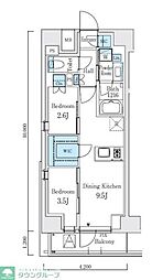 テラス駒込サウス 10階2DKの間取り