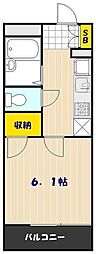レオパレスリモーネ6 2階1Kの間取り