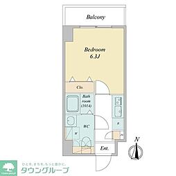 ドゥーエ蕨 2階1Kの間取り