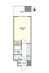 ＢＰＲレジデンス川口 12階1Kの間取り