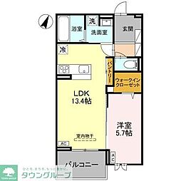 センカIII 3階1LDKの間取り