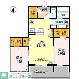 センカIII 3階2LDKの間取り