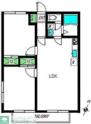 フローラルアイダ 1階2LDKの間取り