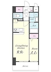 アン・ボルヌ 8階1LDKの間取り