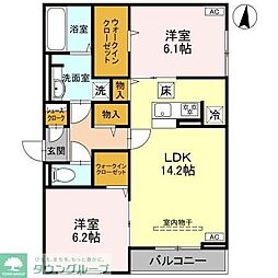 ルベルコート（RUBER COURT） 1階2LDKの間取り
