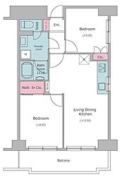 チェスターハウス川口 6階2LDKの間取り