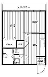 ファミリー戸田 2DKの間取図画像