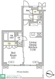ミレーネ滝野川 1LDKの間取図画像