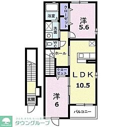 プロムナードミニョン 2LDKの間取図画像