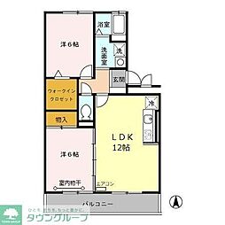 プリムローズ1 2LDKの間取図画像