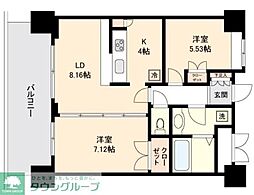 リボンシティコミュニティー 2LDKの間取図画像