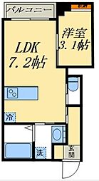 コンフォール川口 1LDKの間取図画像