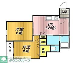 ルミエール 2DKの間取図画像