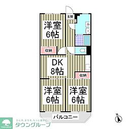 風見鶏グランドハイツ2 3DKの間取図画像