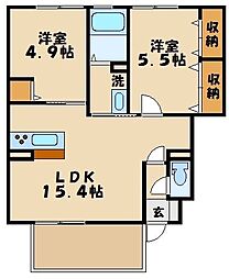 ヴィラSakuraB 2LDKの間取図画像