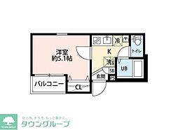 グランクオール蕨南町 1Kの間取図画像