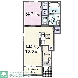 鴻巣市吹上富士見2丁目アパート 1LDKの間取図画像