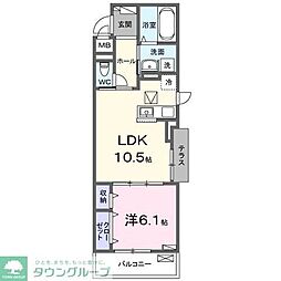 さいたま市桜区道場2丁目アパート 1LDKの間取図画像