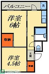 中銀新青木公園マンシオン8号 2Kの間取図画像