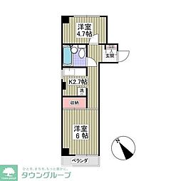 ベルメゾン並木 2DKの間取図画像