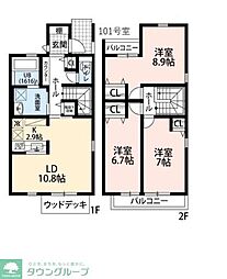 川口市中青木4丁目アパート 3LDKの間取図画像