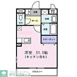 ヴィラ・エメラルド ワンルームの間取図画像