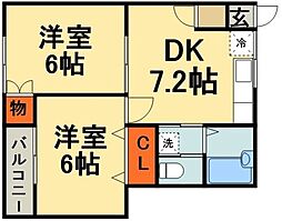 ルミエール 2DKの間取図画像