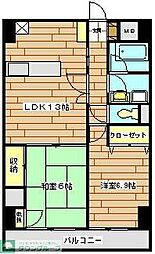 フクロク・ハイ・マンション3号館 2LDKの間取図画像