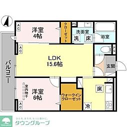 川口市戸塚東2丁目アパート 2LDKの間取図画像