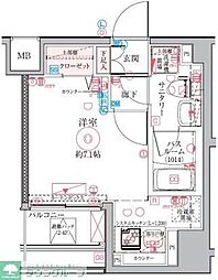 クレヴィスタ四ツ木 4階ワンルームの間取り