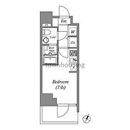 ＳＱＵＡＲＥ　ＣＩＴＹ　ＫＡＮＡＭＡＣＨＩ 7階ワンルームの間取り